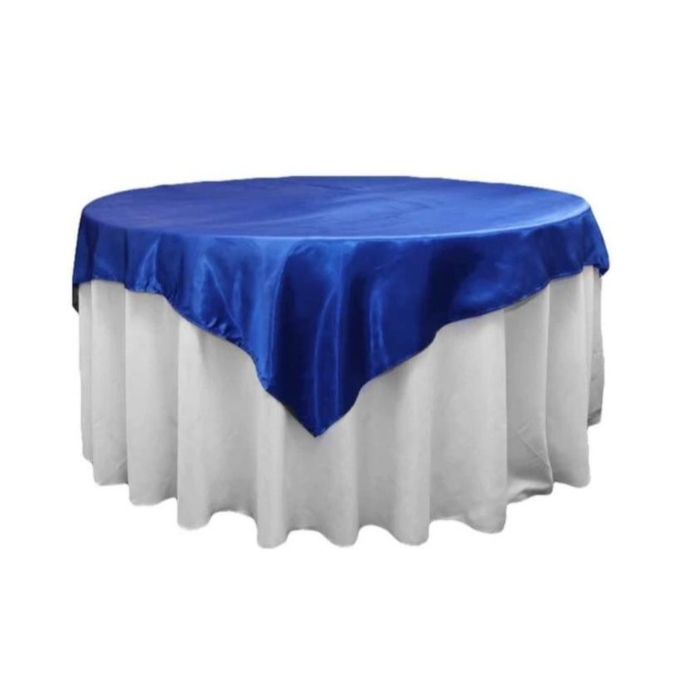 Royal Blue Square 72" Satin Table Overlay Wedding Party Dining Tablecloth - New